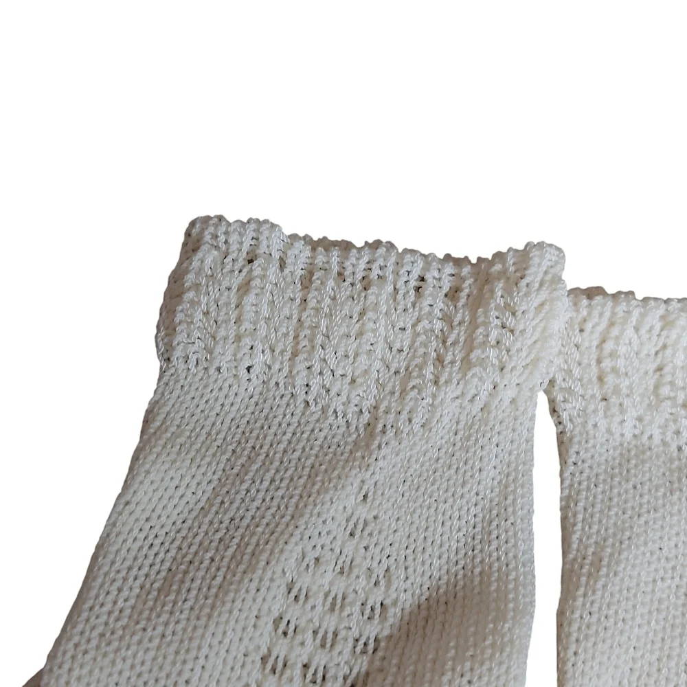 Vintage Cream Ivory Knit Stretch intricate knit pattern gloves